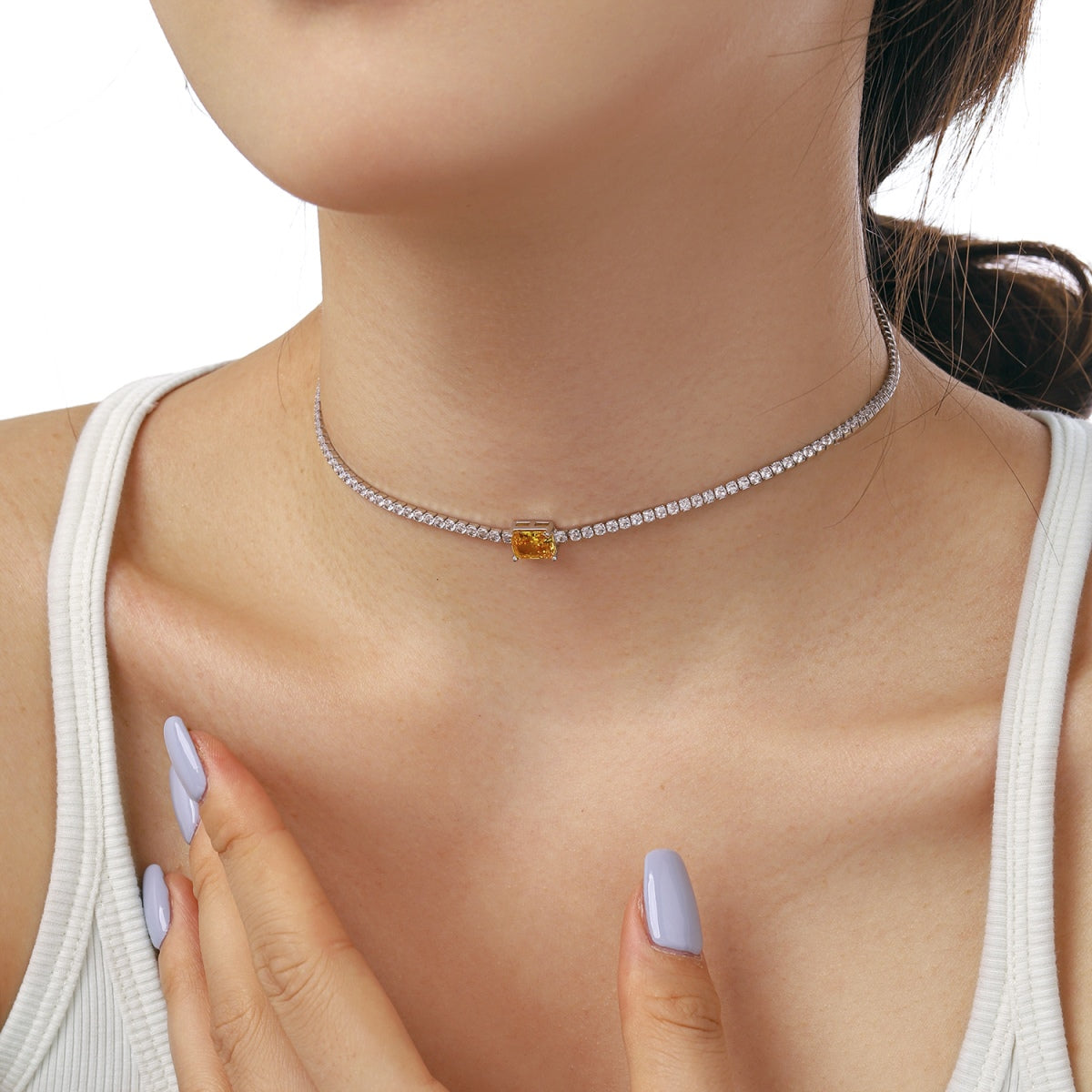 [Regalia jewelry]2.0 carat Ornate Emerald Cut Necklace