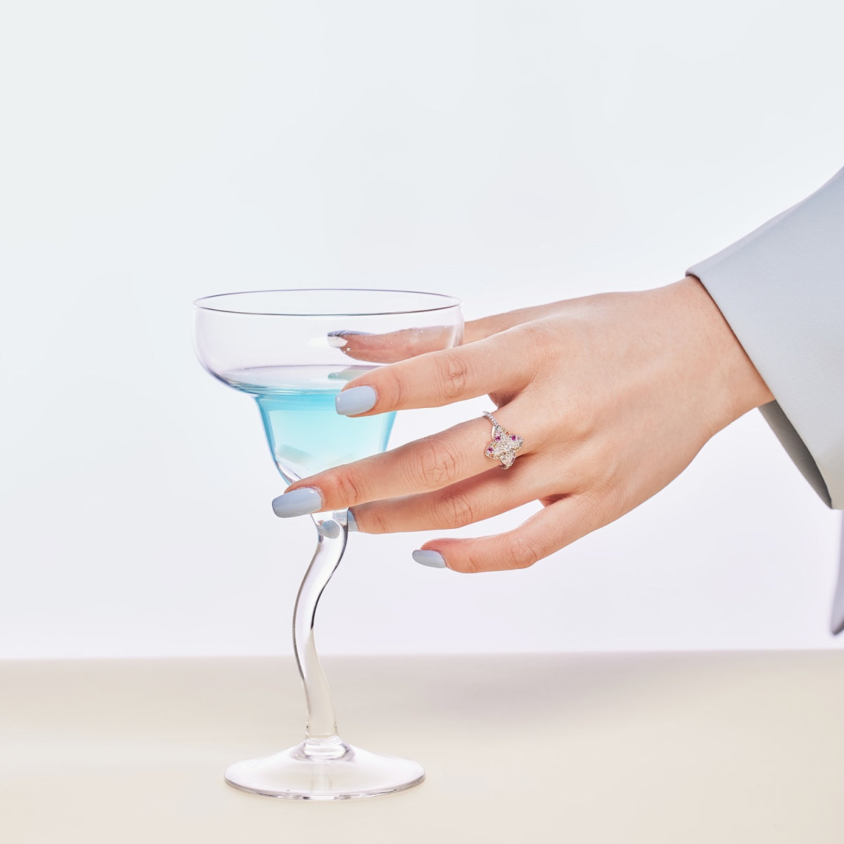 [Regalia jewelry]Luxurious Colorful Flower Shape Banquet Ring