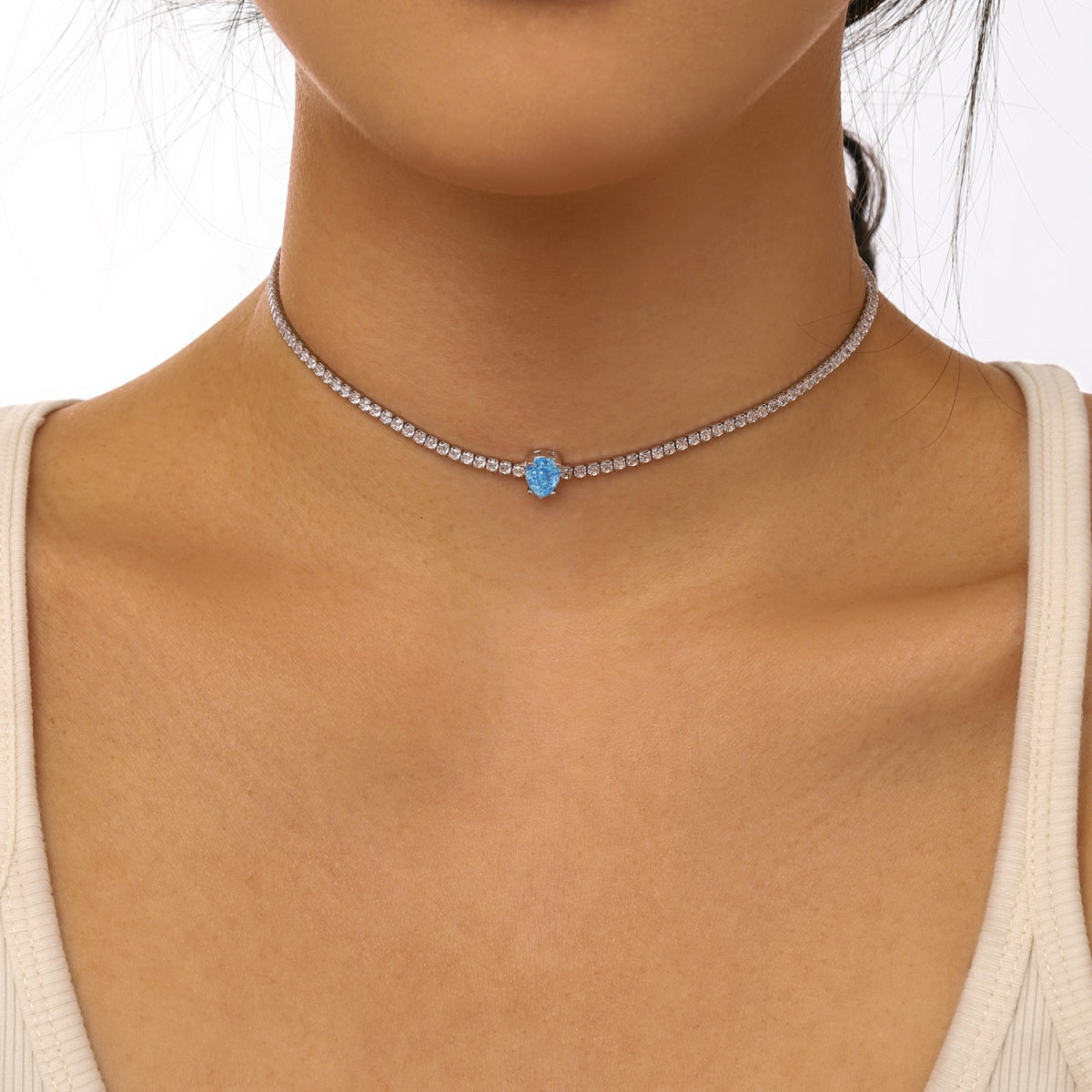 [Regalia jewelry]1.0 carat Unique Pear Cut Tennis Necklace