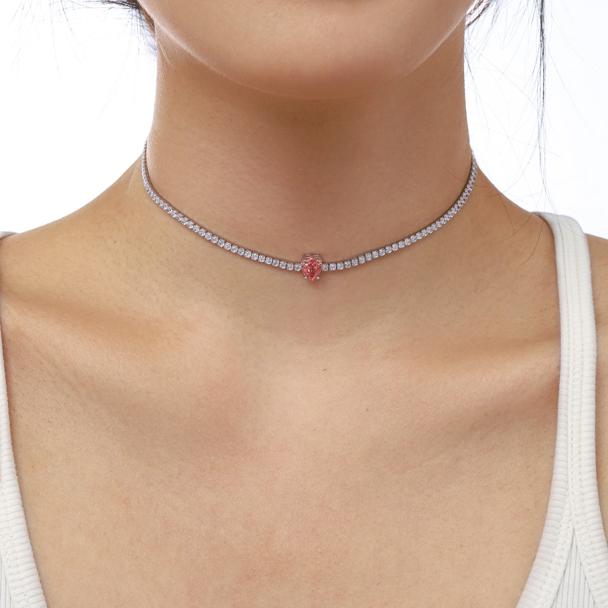 [Regalia jewelry]1.0 carat Unique Pear Cut Tennis Necklace