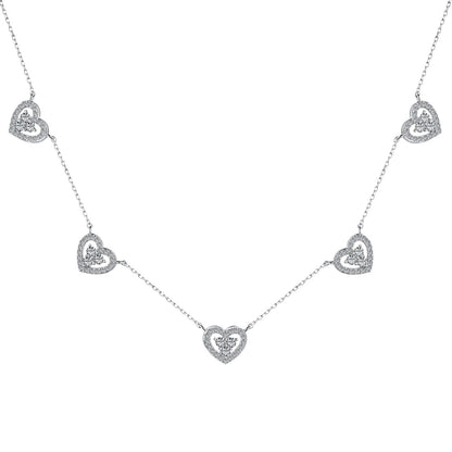 [Regalia jewelry]Sparkling Five Heart Necklace