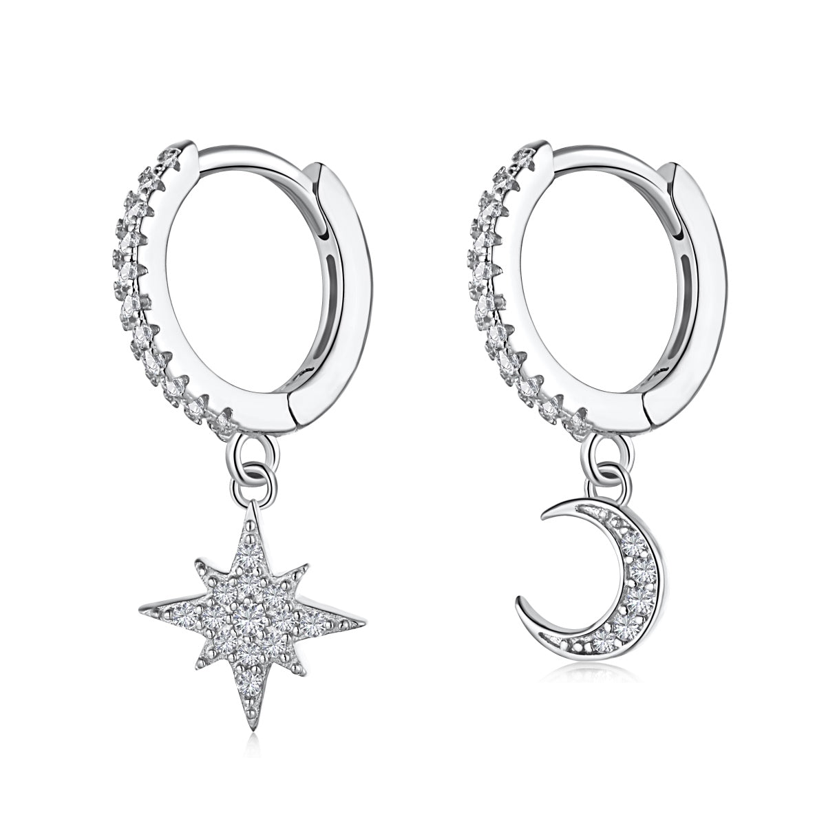 [Regalia jewelry]Star and Moon Asymmetric Earrings