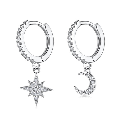 [Regalia jewelry]Star and Moon Asymmetric Earrings
