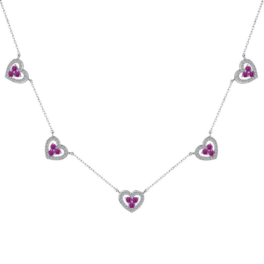 [Regalia jewelry]Sparkling Five Heart Necklace