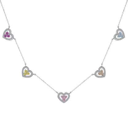 [Regalia jewelry]Sparkling Five Heart Necklace