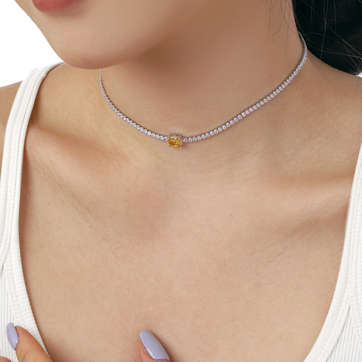 [Regalia jewelry]1.0 Carat Shining Oval Cut Necklace