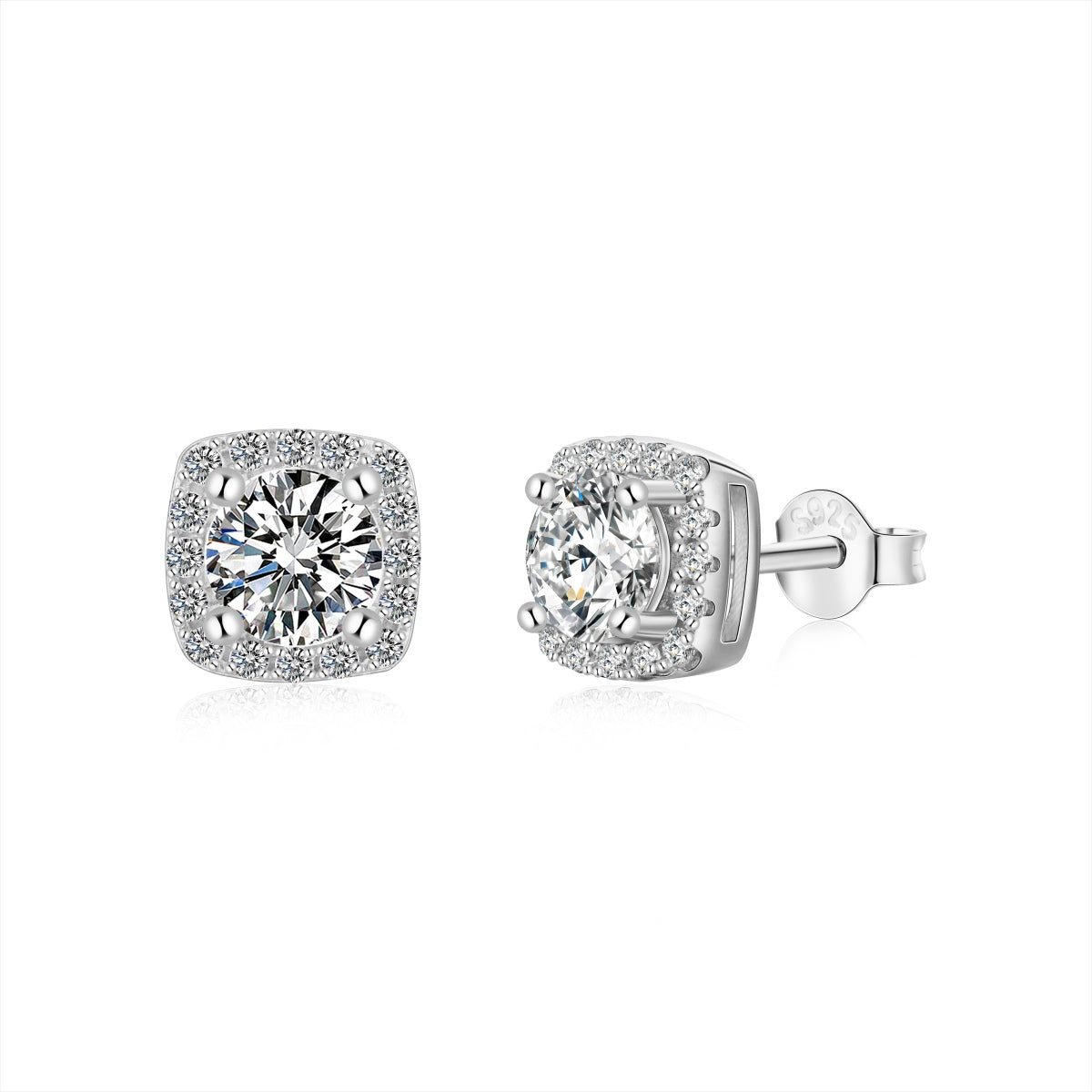 [Regalia jewelry]Classic Round Center Stone Stud Earrings