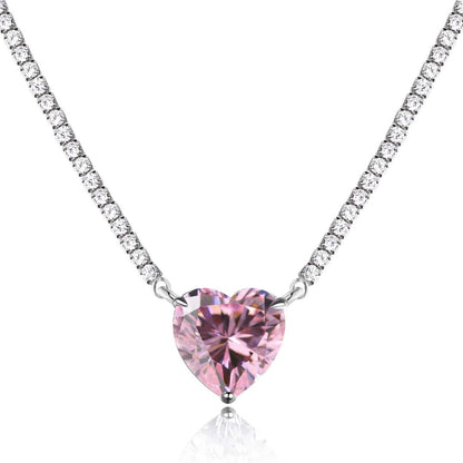 [Regalia jewelry]8.0 Carat Versatile Colorful Sweet Heart-Shaped Tennis Necklace