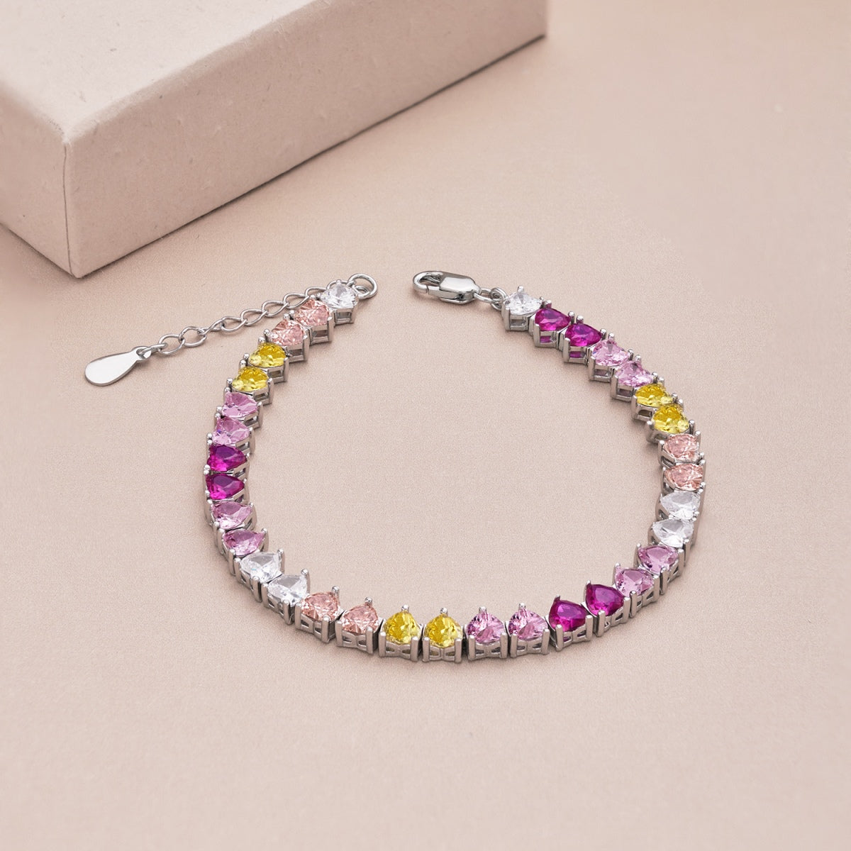 [Regalia jewelry]Luxurious Colorful Romantic Heart Shape Lover Bracelet