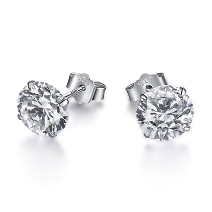 [Regalia jewelry]Stylish Shiny Round Center Stone Stud Earrings