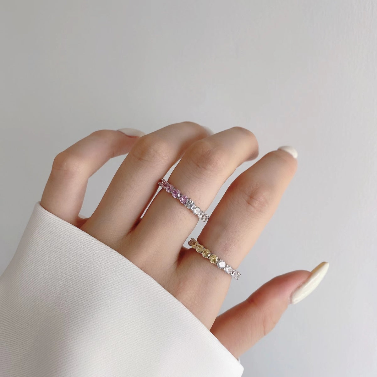 [Regalia jewelry]Sparkling Round Cut Tennis Ring