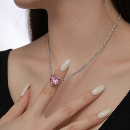 [Regalia jewelry]8.0 Carat Versatile Colorful Sweet Heart-Shaped Tennis Necklace