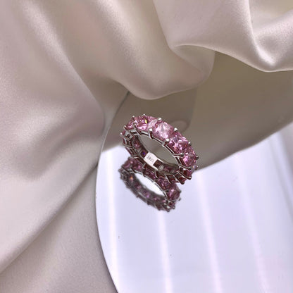 [Regalia jewelry]Elegant Princess Cut Tennis Ring