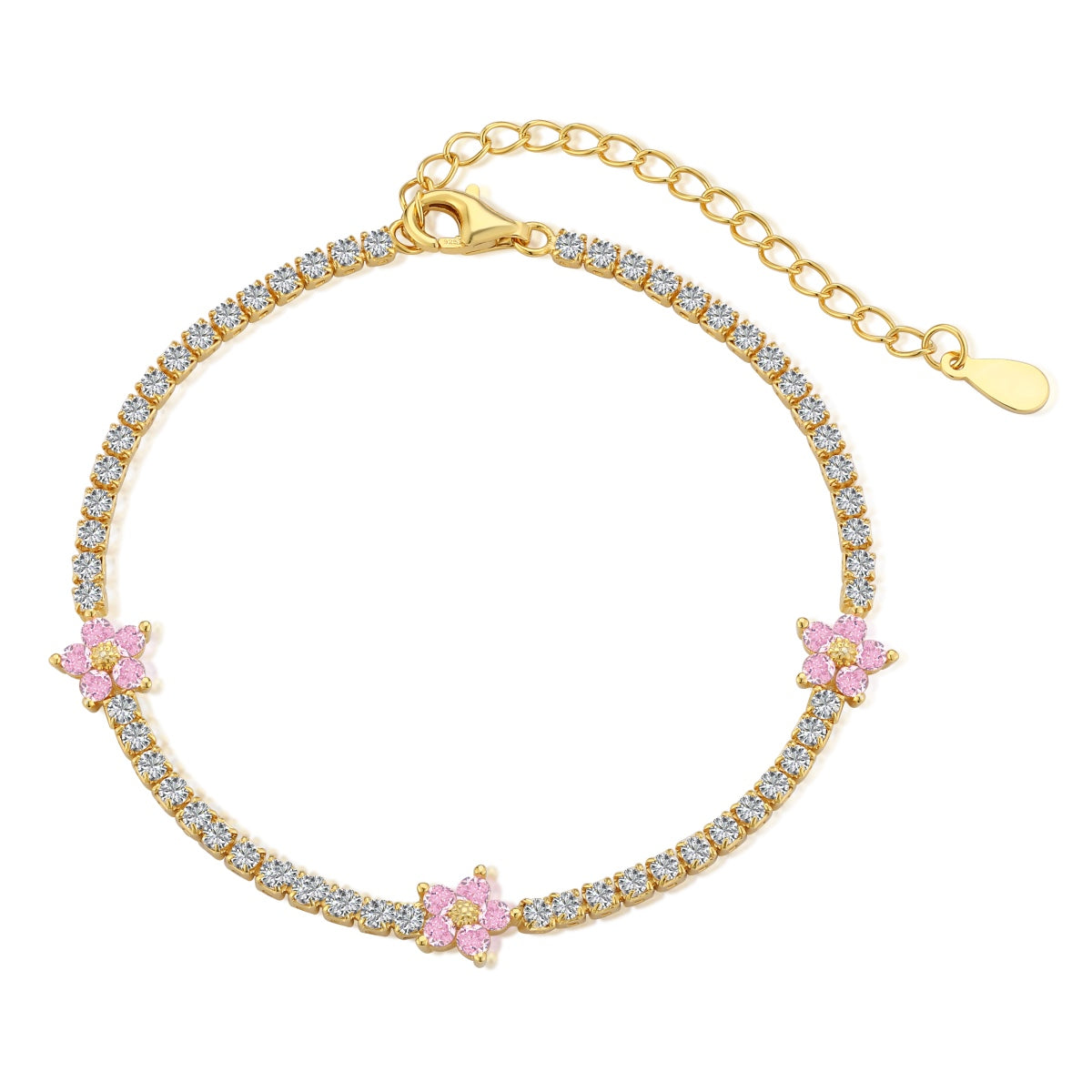 [Regalia jewelry]Sparkling Flower Shape Tennis Bracelet