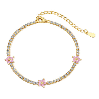 [Regalia jewelry]Sparkling Flower Shape Tennis Bracelet