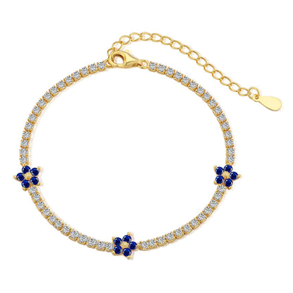 [Regalia jewelry]Sparkling Flower Shape Tennis Bracelet