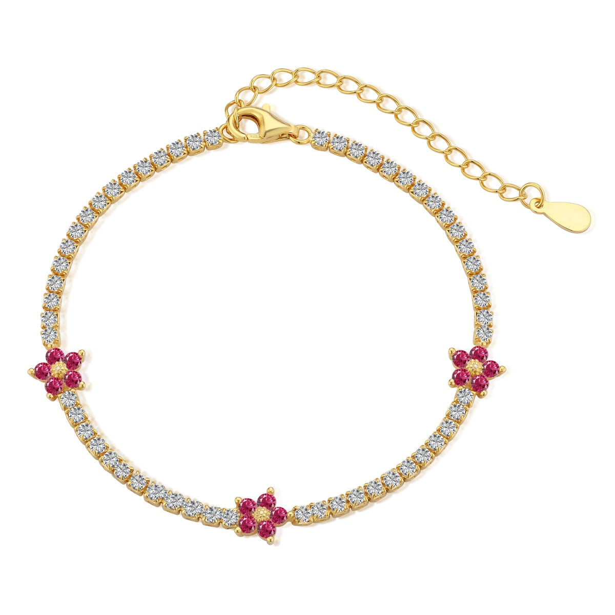 [Regalia jewelry]Sparkling Flower Shape Tennis Bracelet