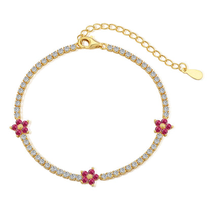 [Regalia jewelry]Sparkling Flower Shape Tennis Bracelet