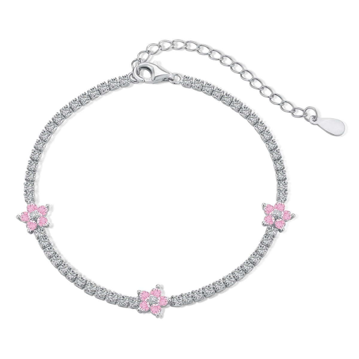 [Regalia jewelry]Sparkling Flower Shape Tennis Bracelet