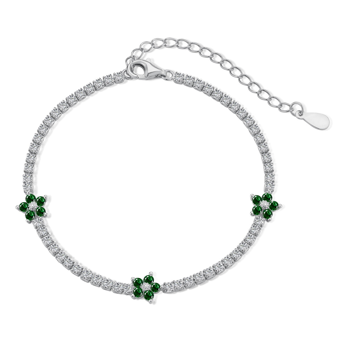 [Regalia jewelry]Sparkling Flower Shape Tennis Bracelet