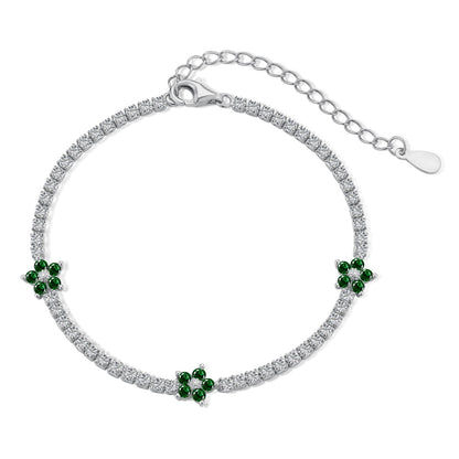 [Regalia jewelry]Sparkling Flower Shape Tennis Bracelet