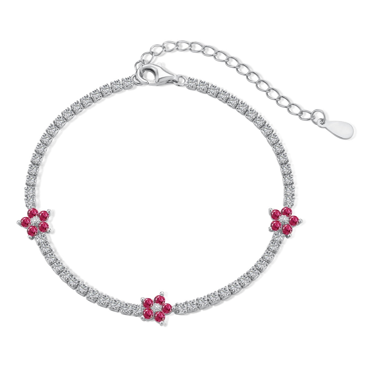 [Regalia jewelry]Sparkling Flower Shape Tennis Bracelet