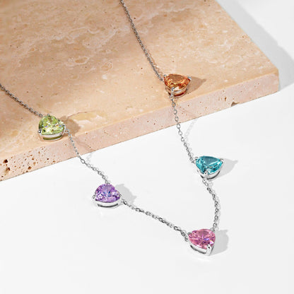 [Regalia jewelry]Sparkling Colorful Heart Cut Necklace