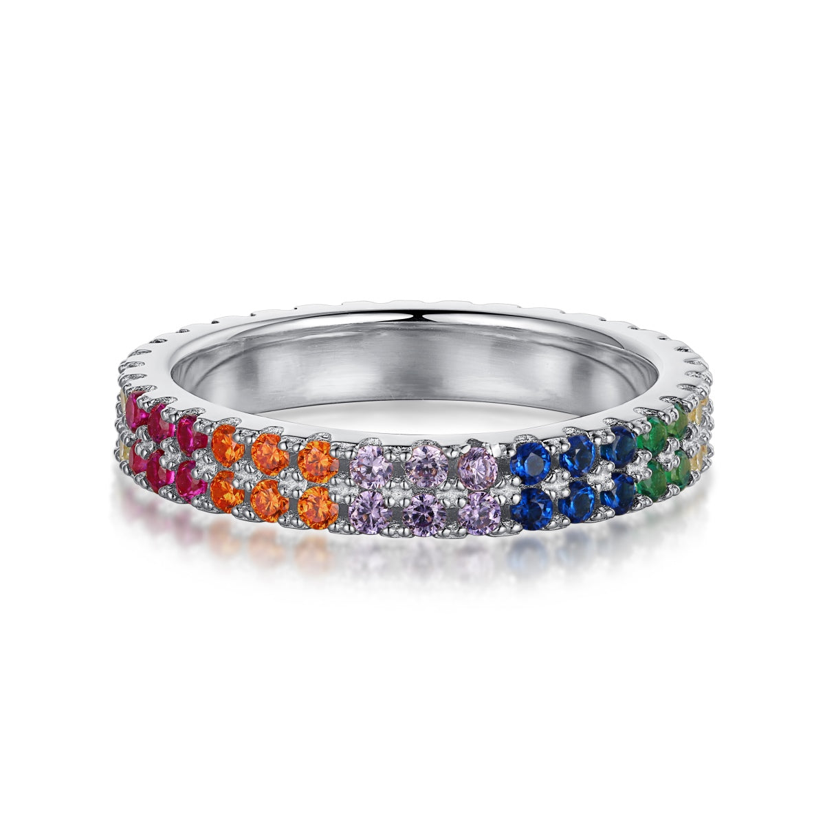 [Regalia jewelry]Unique Colorful Round Cut Tennis Ring