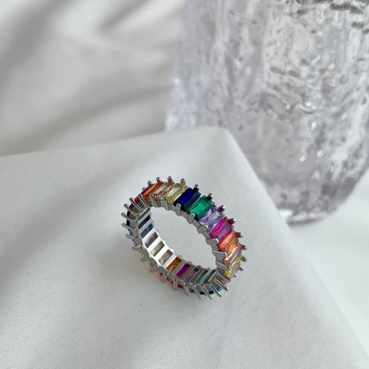 [Regalia jewelry]Unique Colorful Radiant Cut RIng