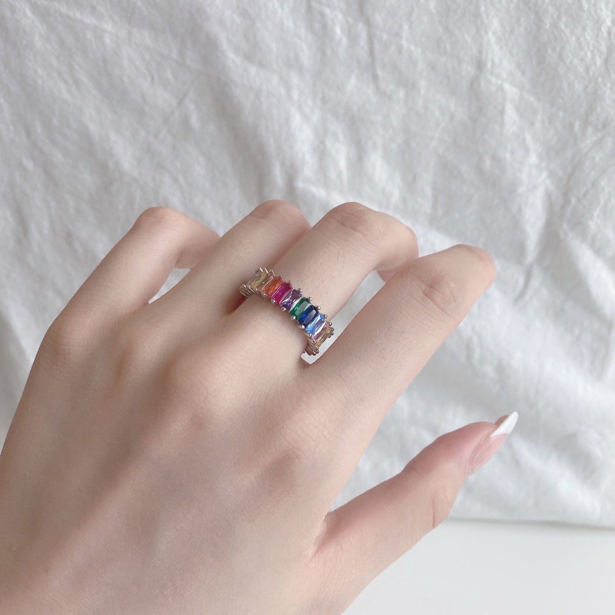 [Regalia jewelry]Unique Colorful Radiant Cut RIng