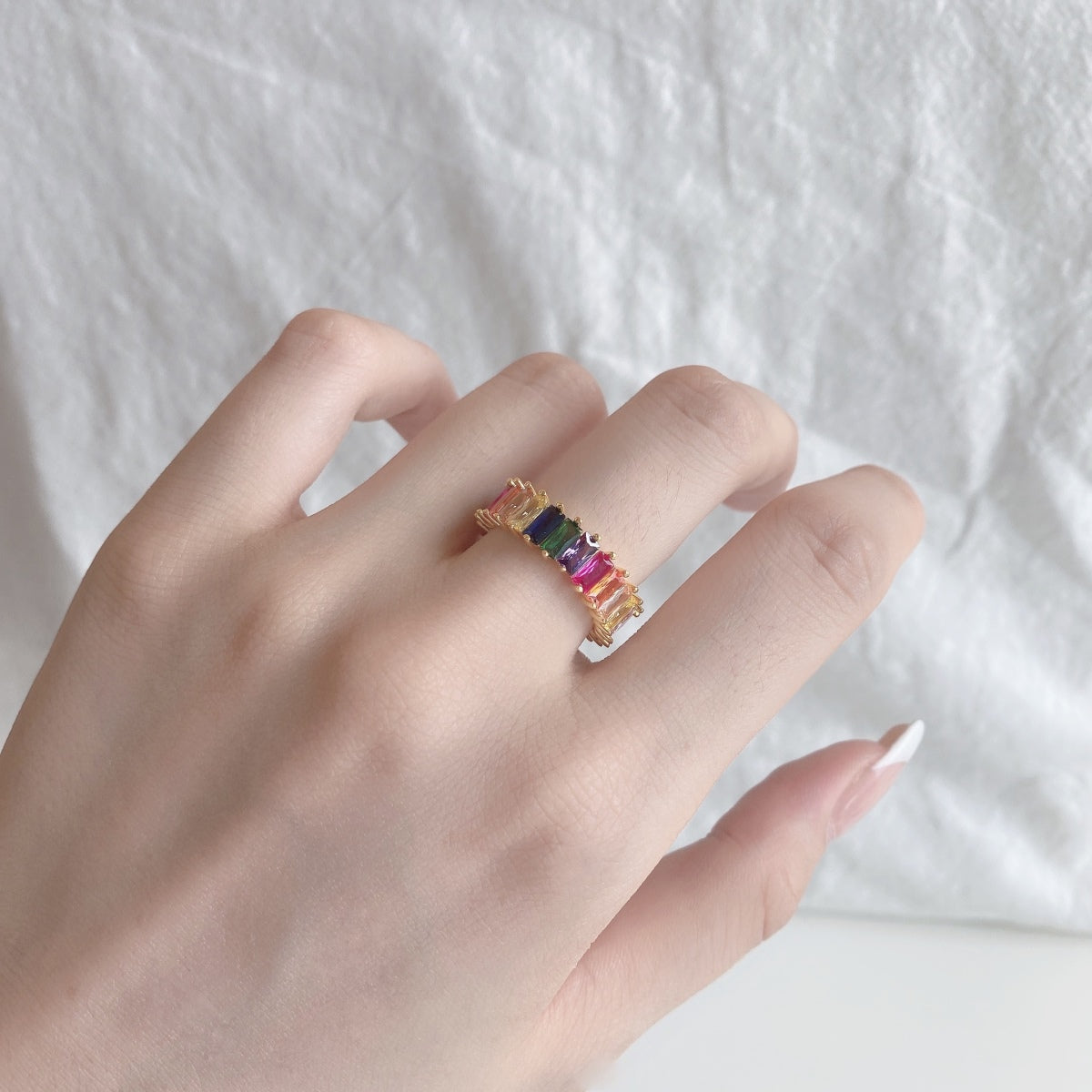 [Regalia jewelry]Unique Colorful Radiant Cut RIng