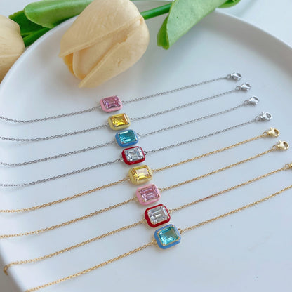 [Regalia jewelry]2.0 Carat Sparkling Colorful Emerald Cut Daily Bracelet
