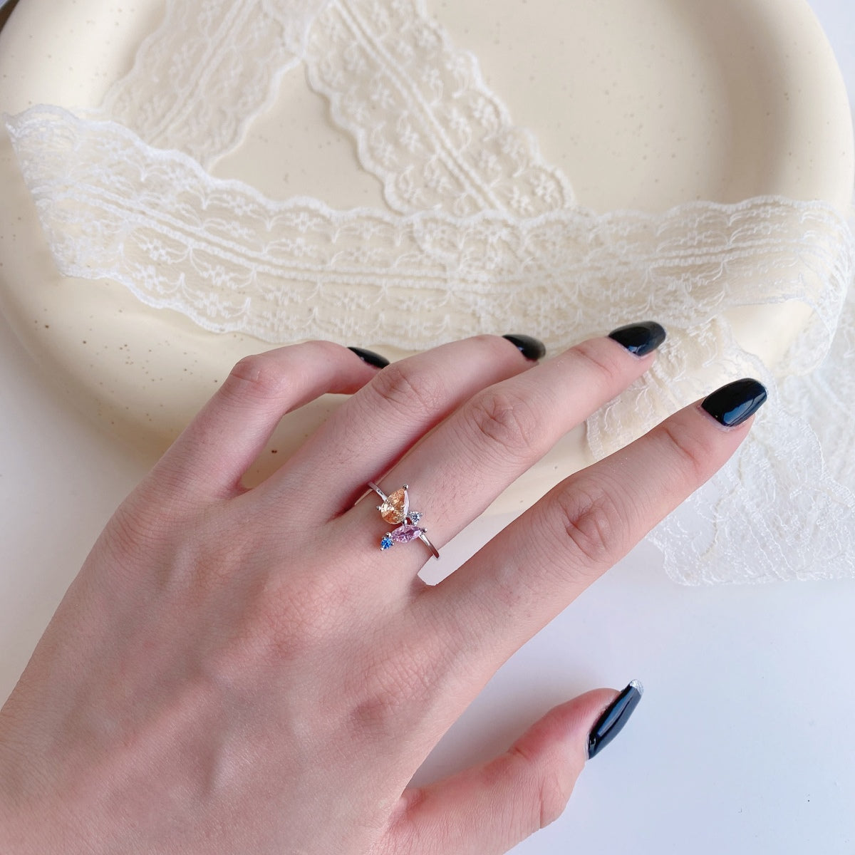 [Regalia jewelry]Radiant Colorful Multi Cut Daily Ring