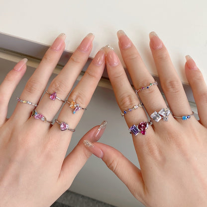 [Regalia jewelry]Radiant Colorful Multi Cut Daily Ring