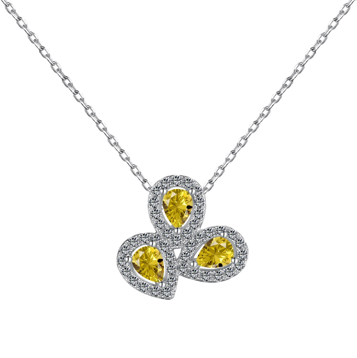 [Regalia jewelry]Elegant Flower Shape Pear Cut Necklace
