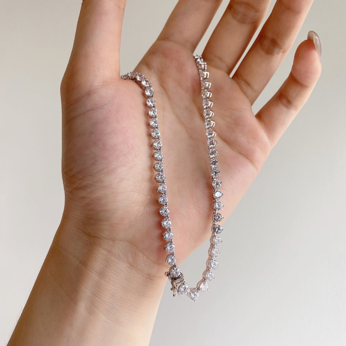 [Regalia jewelry]Ornate Heart Cut Tennis Necklace