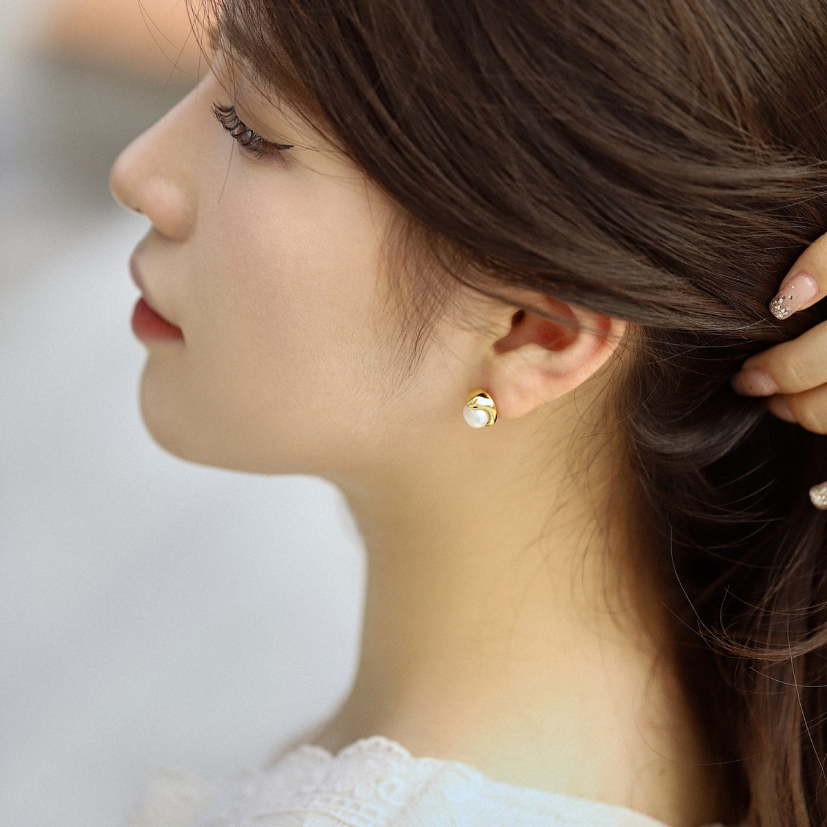 [Regalia jewelry]Dainty Bread Pearl Earrings