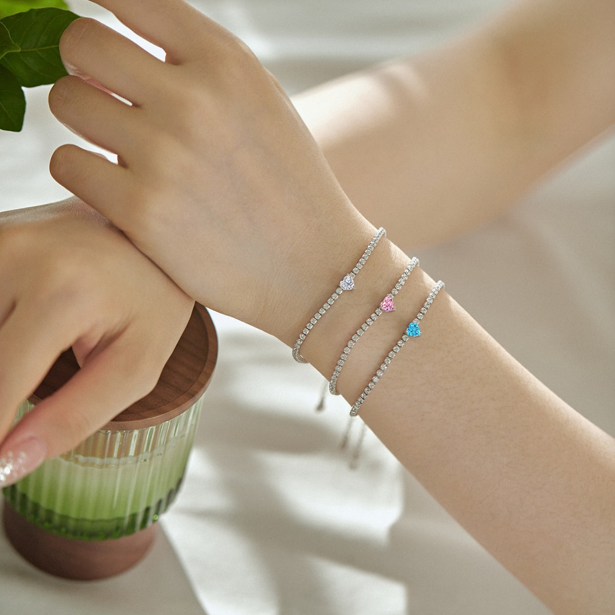 [Regalia jewelry]0.5 Carat Elegant Romantic Heart Shape Lover Bracelet