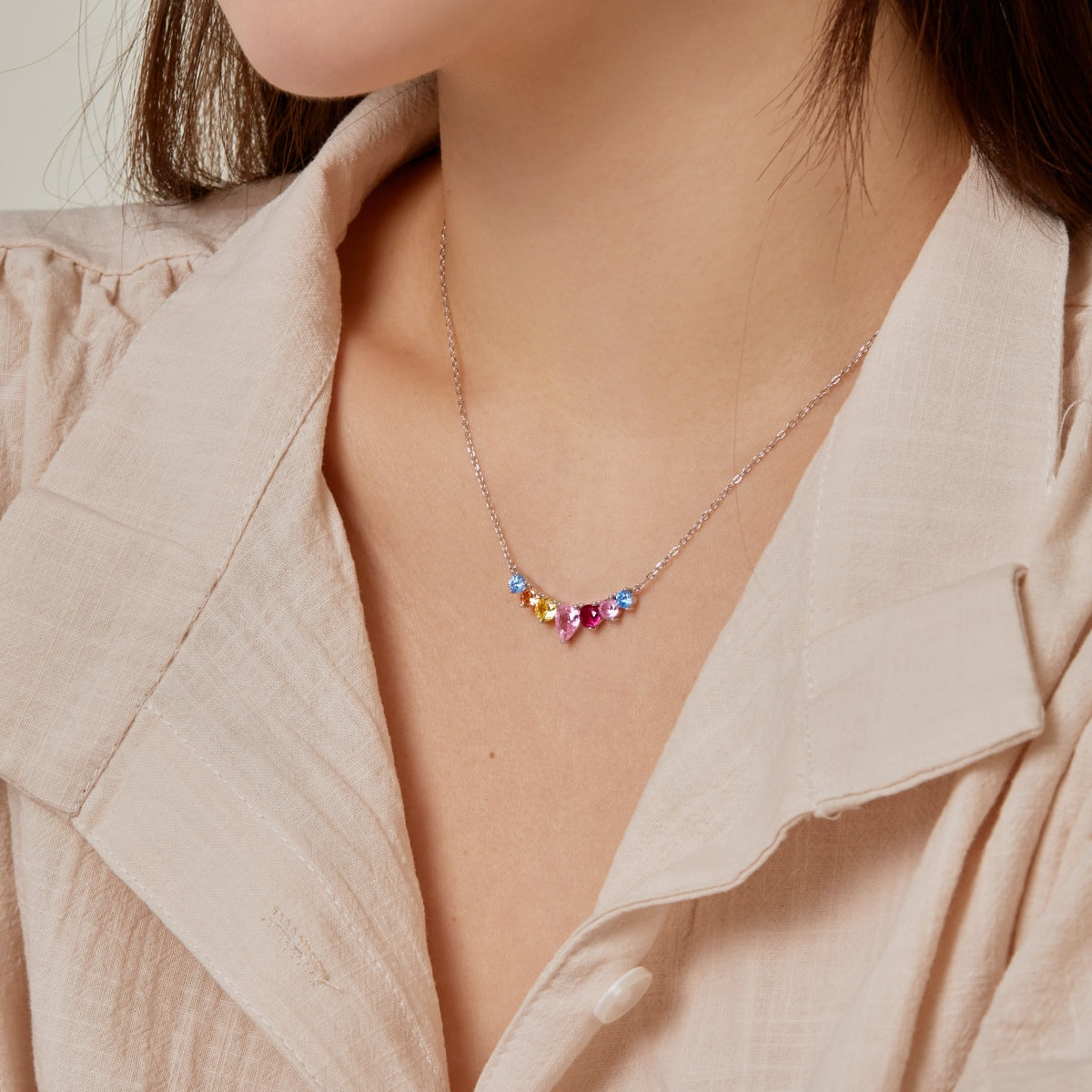 [Regalia jewelry]Dainty Colorful Heart Necklace