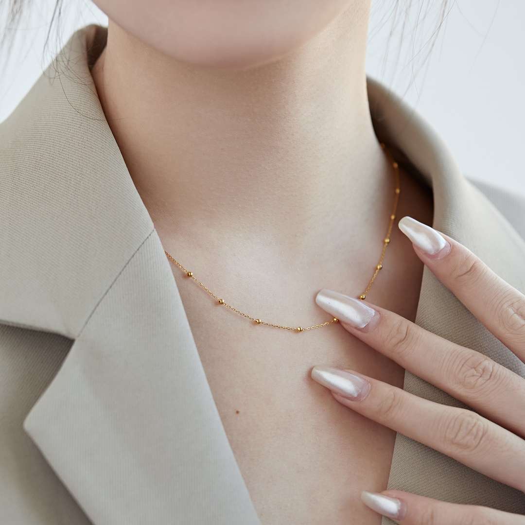 [Regalia jewelry]Small Bead Clavicle Chain Simple Necklace