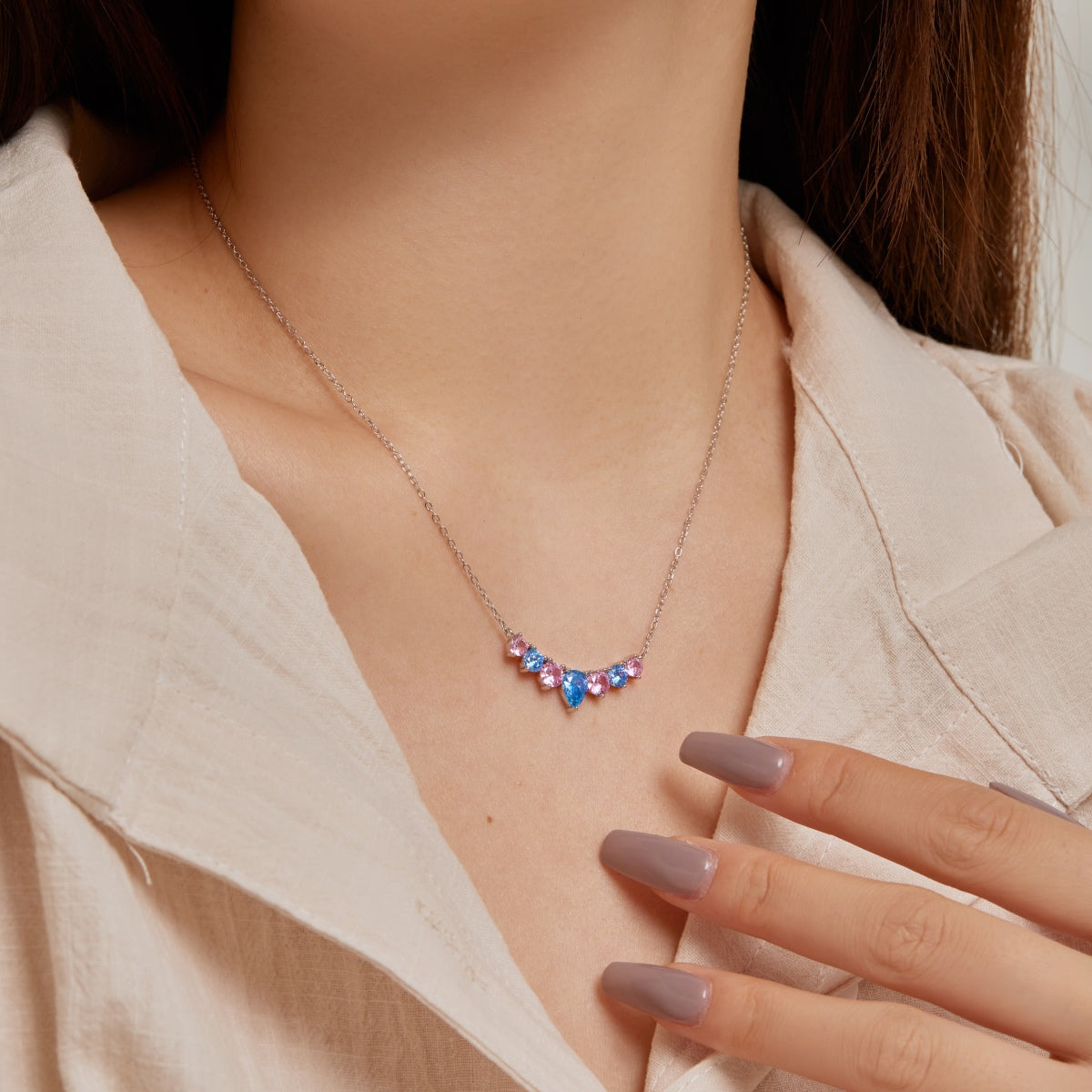 [Regalia jewelry]Dainty Colorful Heart Necklace