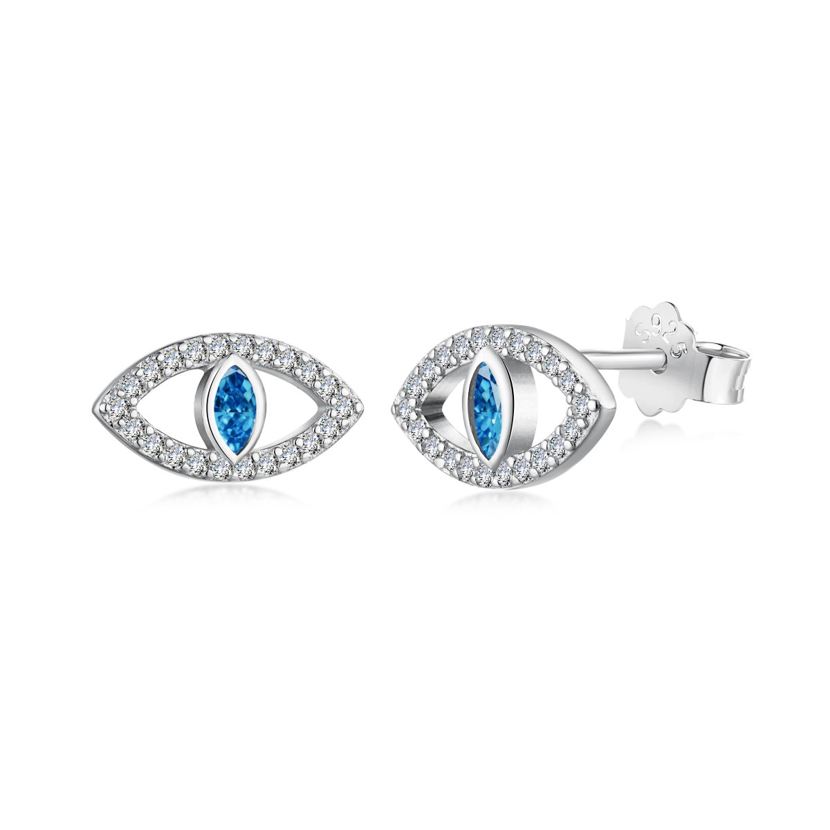 [Regalia jewelry]Blue Devil Eyes Hollow Stud Earrings