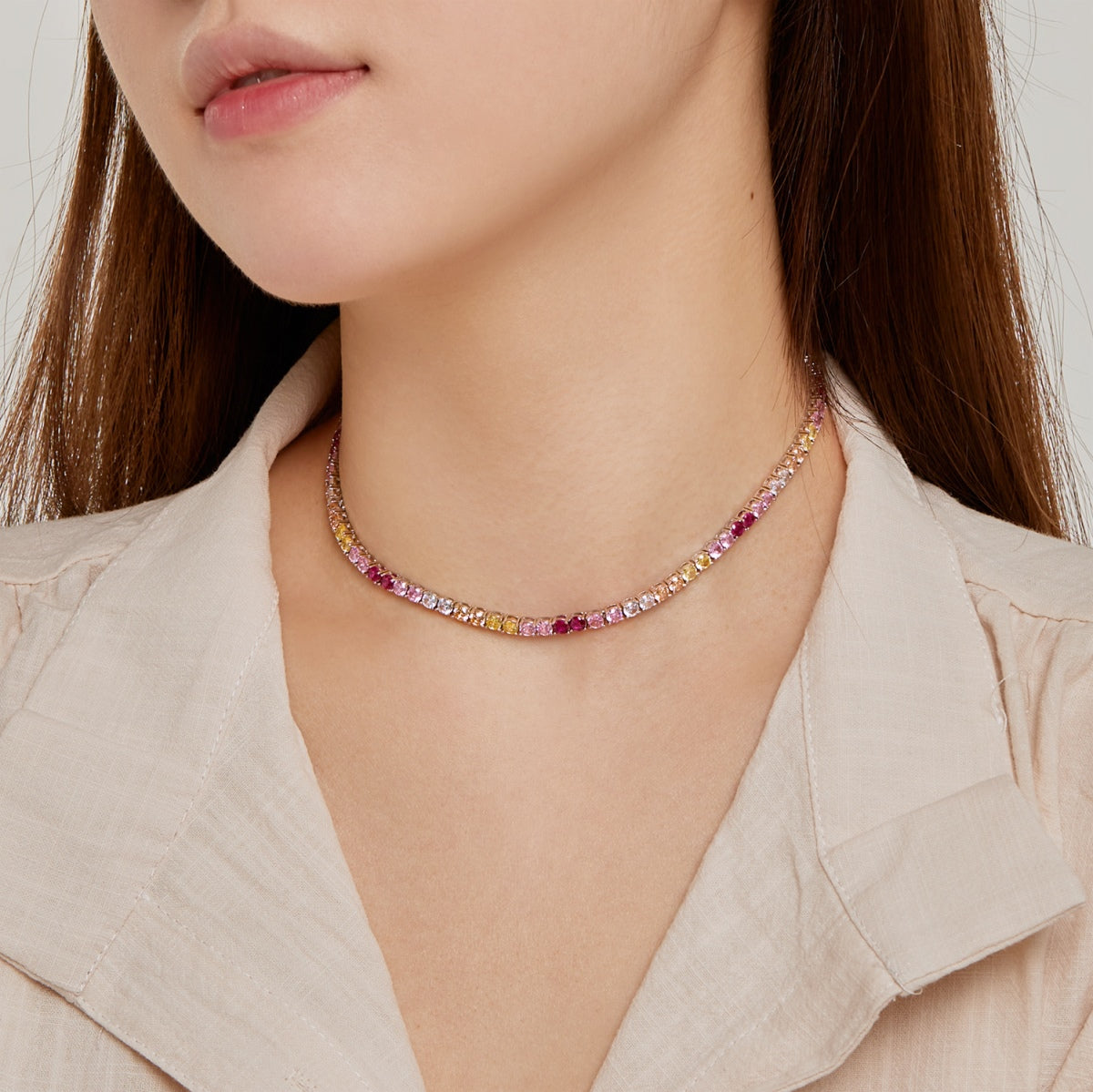 [Regalia jewelry]Delicate Colorful Tennis Necklace