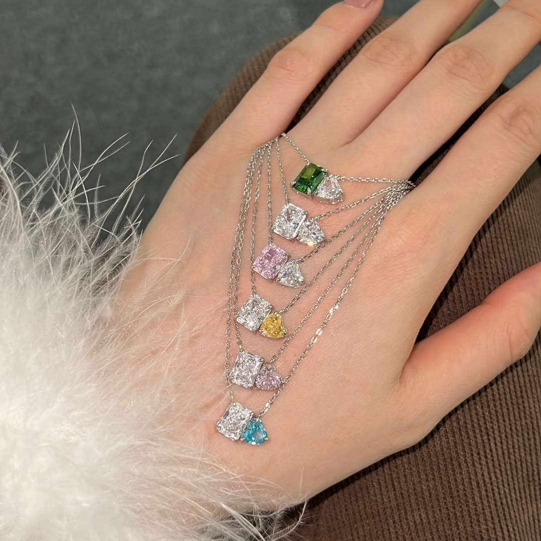 [Regalia jewelry]Dazzling Square & Heart Shape Necklace