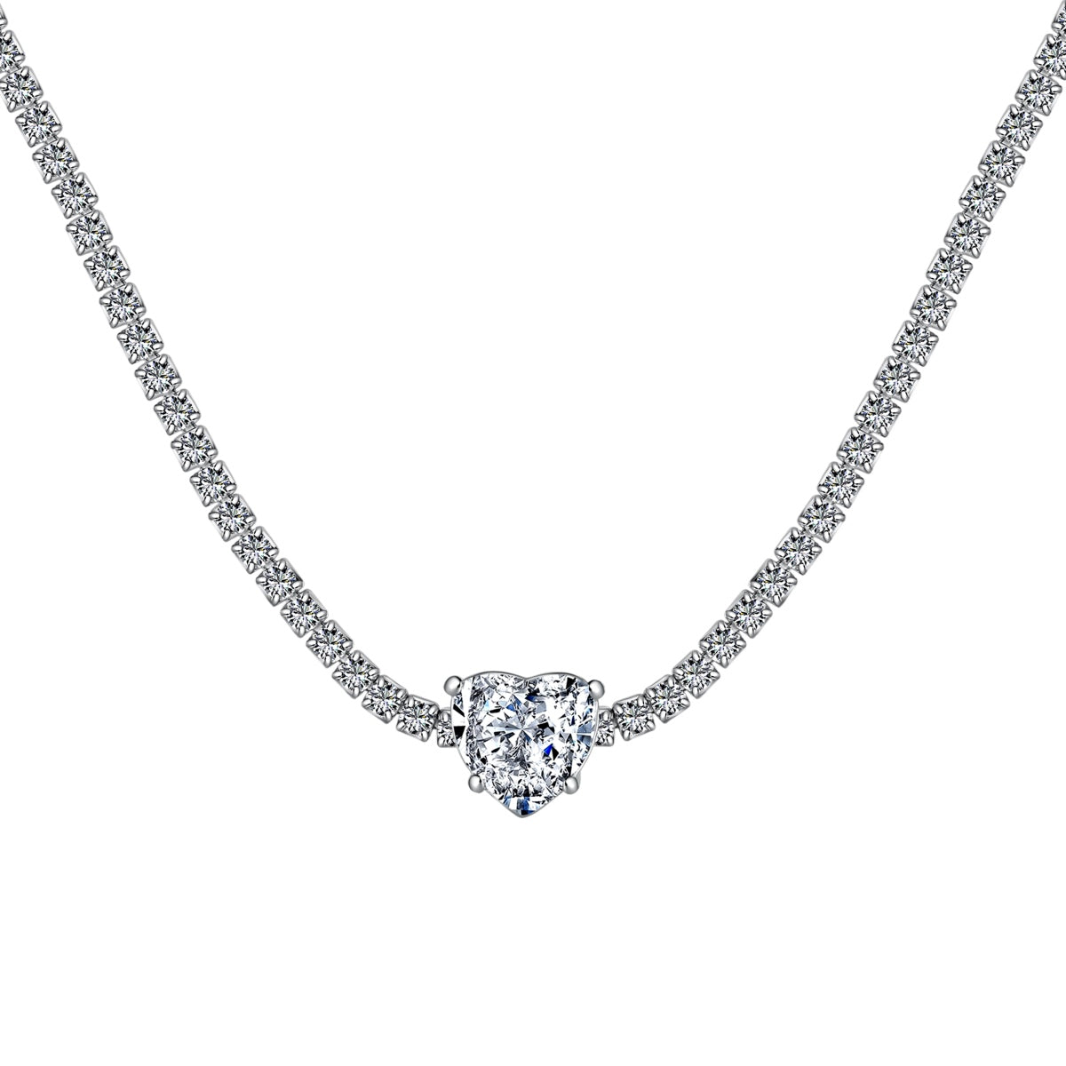 [Regalia jewelry]2.0 Carat Sparkling Tennis Heart Cut Necklace