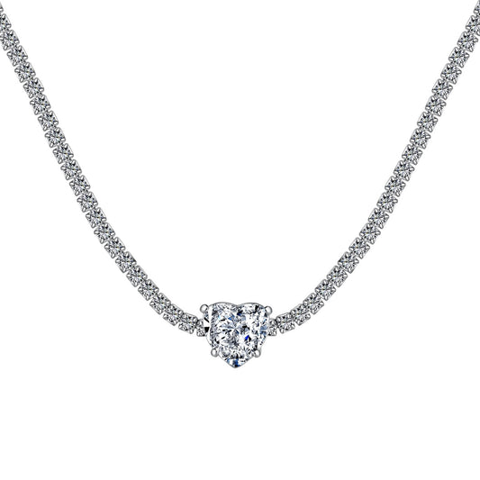 [Regalia jewelry]2.0 Carat Sparkling Tennis Heart Cut Necklace