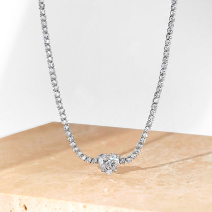 [Regalia jewelry]2.0 Carat Sparkling Tennis Heart Cut Necklace