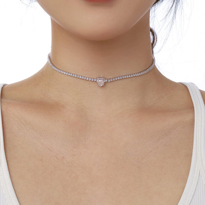 [Regalia jewelry]2.0 Carat Sparkling Tennis Heart Cut Necklace