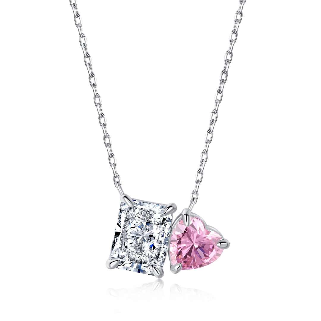 [Regalia jewelry]Dazzling Square & Heart Shape Necklace