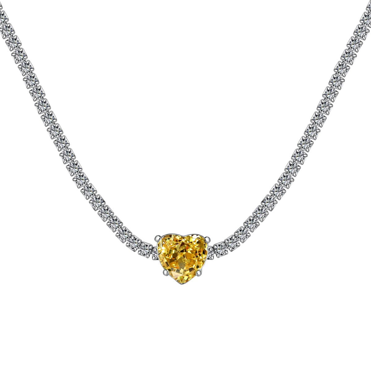 [Regalia jewelry]2.0 Carat Sparkling Tennis Heart Cut Necklace